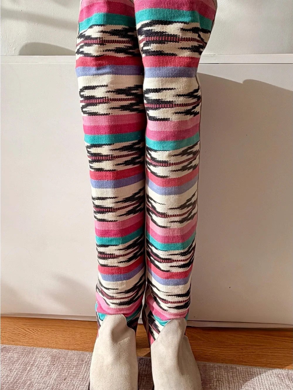 ISABEL MARANT Over-the-Knee Lorey Boot in Multicolor & Ecru